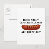 Carte Postale Les Blagues Sur Les Saucisses Allemandes Sont Les  (Devant / Derrière)