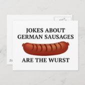 Carte Postale Les Blagues Sur Les Saucisses Allemandes Sont Les (Devant / Derrière)