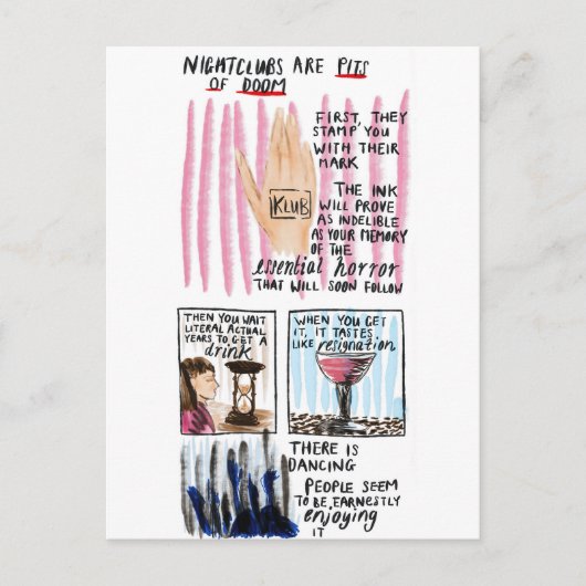 Carte Postale Les boîtes de nuit sont des fosses de la damnation (Devant)