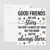 Carte Postale Les bons amis sont comme des étoiles Citation Insp (Devant / Derrière)