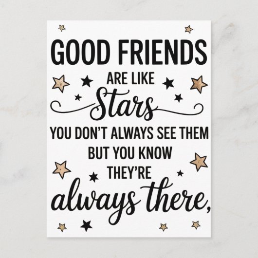 Carte Postale Les bons amis sont comme des étoiles Citation Insp (Devant)
