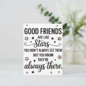 Carte Postale Les Bons Amis Sont Comme Les Étoiles Citation Insp (Debout devant)