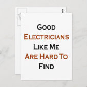 Carte Postale Les Bons Électriciens Comme Moi Sont Difficiles À (Devant / Derrière)
