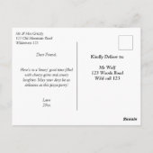 Carte Postale Les bons voeux amusants aux ours ayant une énorme  (Dos)