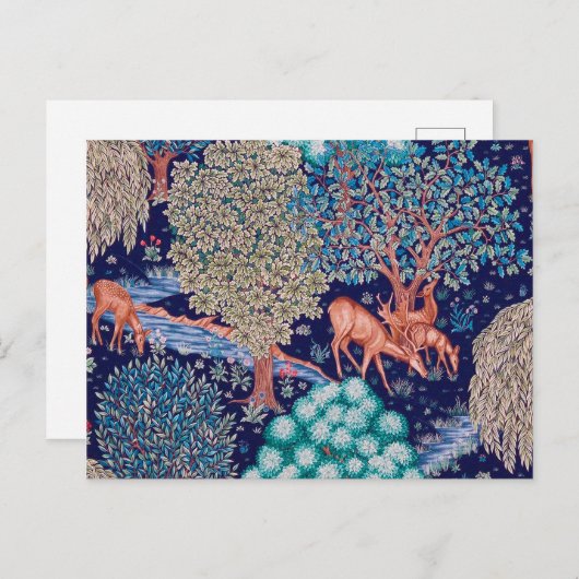 Carte Postale Les cerfs dans la forêt, William Morris (Devant / Derrière)