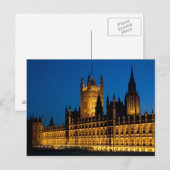 Carte Postale Les Chambres du Parlement la nuit dans la ville de (Devant / Derrière)