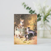 Carte postale : "Les chatons jouent avec les coléo (Debout devant)