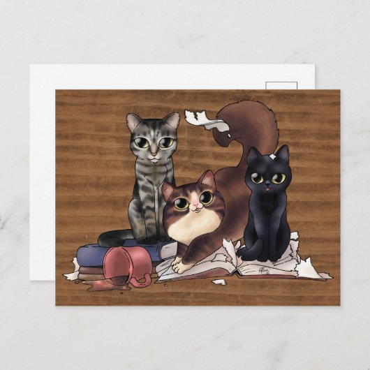 Carte Postale Les chats de l'écrivain (Devant / Derrière)