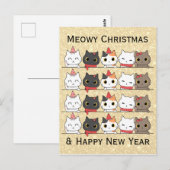 Carte Postale Les chats de Noël adorables font face à Noël hiver (Devant / Derrière)