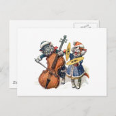 Carte Postale Les chats Jouer le Cello et les Cymbals dans la ne (Devant / Derrière)