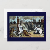 Carte Postale Les chats le font sortir sur le toit (Devant / Derrière)