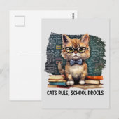 Carte Postale Les chats règnent, l'école bave (Devant / Derrière)