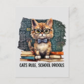 Carte Postale Les chats règnent, l'école bave (Devant)