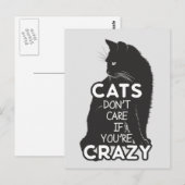 Carte Postale Les chats s'en fichent si tu es fou (Devant / Derrière)