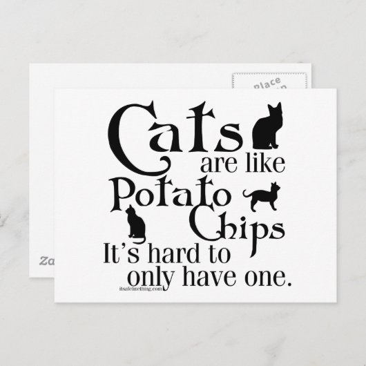 Carte Postale Les chats sont comme des chips... (Devant / Derrière)