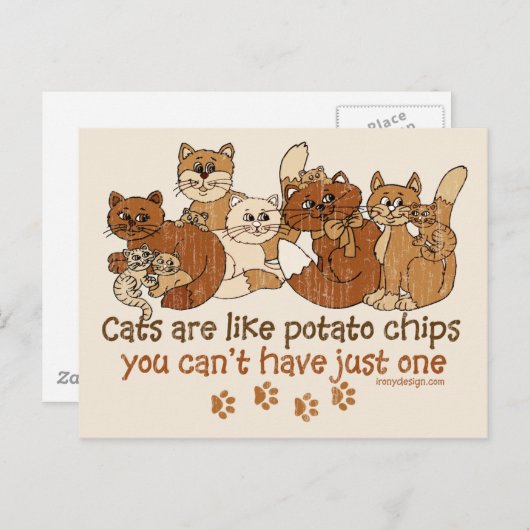 Carte Postale Les chats sont comme des chips (Devant / Derrière)