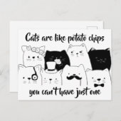 Carte Postale Les Chats Sont Comme Des Chips De Pomme De Terre// (Devant / Derrière)