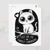 Carte Postale Les Chats Sont Les Compagnons Appropriés (Devant / Derrière)