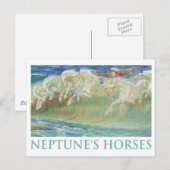 CARTE POSTALE LES CHEVAUX DE NEPTUNE MARCHENT LES VAGUES (Devant / Derrière)