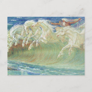 Carte Postale Les chevaux du roi Neptune sur la plage
