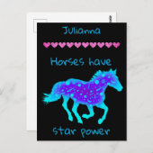 Carte Postale Les chevaux ont une puissance étoilée (Devant / Derrière)