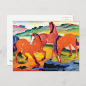 Carte Postale Les Chevaux rouges par Franz Marc (Devant / Derrière)