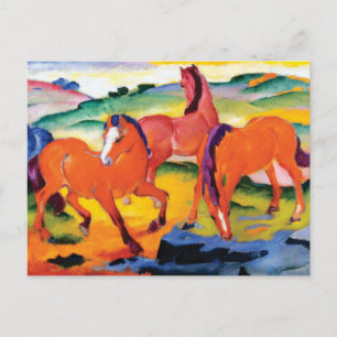 Carte Postale Les Chevaux rouges par Franz Marc