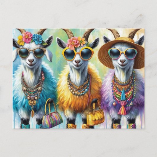 Carte Postale Les chèvres à la mode (Devant)