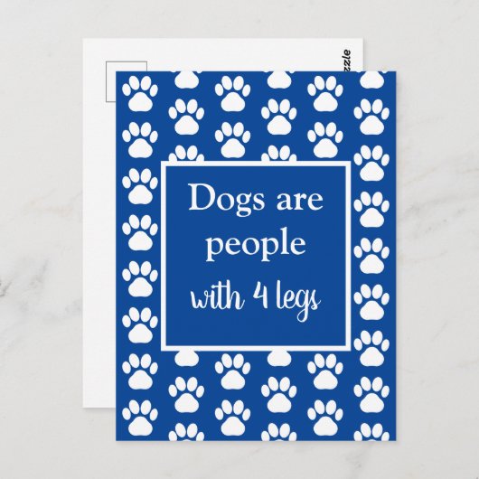 Carte Postale Les chiens de pattes amusants sont des gens avec q (Devant / Derrière)
