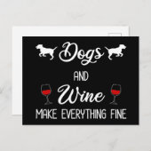 Carte Postale Les chiens et le vin rendent tout beau (Devant / Derrière)