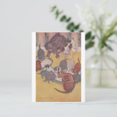 Carte Postale Les chiens et les chats mangent à la maison (Debout devant)