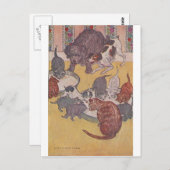 Carte Postale Les chiens et les chats mangent à la maison (Devant / Derrière)