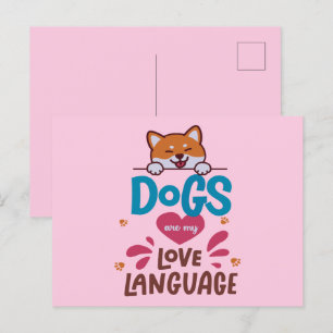 Carte Postale Les Chiens Sont Ma Langue D'Amour