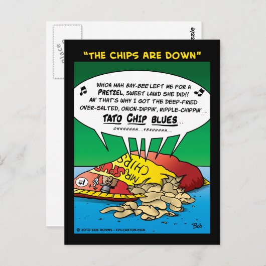 Carte Postale "Les Chips Sont En Bas" (Devant / Derrière)