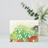 Carte Postale Les chutes de neige en floraison et un hérisson (Debout devant)