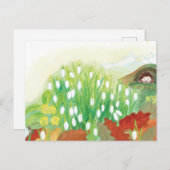 Carte Postale Les chutes de neige en floraison et un hérisson (Devant / Derrière)