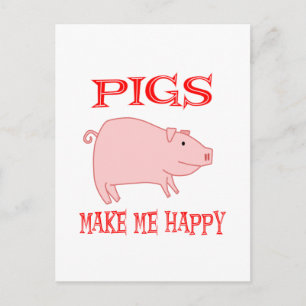 Carte Postale Les Cochons Me Rendent Heureux