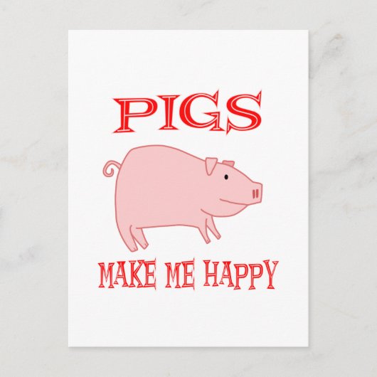 Carte Postale Les Cochons Me Rendent Heureux (Devant)