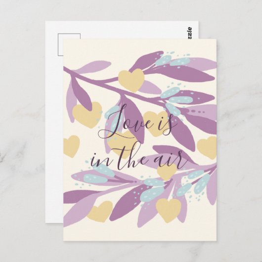 Carte Postale Les Coeurs Branches Saint Valentin Fleurs Amour (Devant / Derrière)