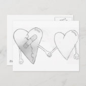 Carte Postale les coeurs brisés se réparent (Devant / Derrière)