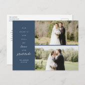 Carte Postale Les coeurs sont plein deux Mariage photo Merci (Devant / Derrière)