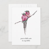 Carte Postale Les colibris à longue queue roses pensent à vous (Devant / Derrière)