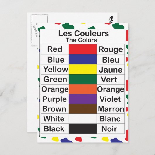 Carte Postale Les Couleurs (Devant / Derrière)