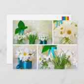 Carte Postale Les couleurs du printemps, des fleurs blanches car (Devant / Derrière)