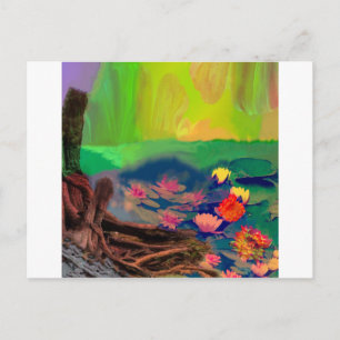 Carte Postale Les couleurs envahissent le ciel, les nénuphars co