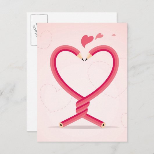 Carte Postale Les crayons amoureux (Devant / Derrière)