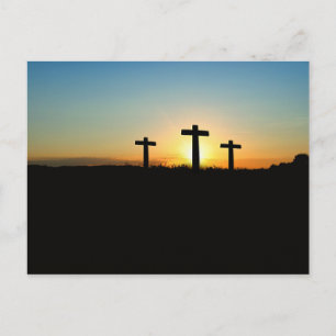 Carte Postale Les croix de crucifixion au coucher du soleil