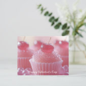 Carte Postale Les Cupcakes roses avec la Saint-Valentin (Debout devant)