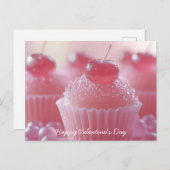 Carte Postale Les Cupcakes roses avec la Saint-Valentin (Devant / Derrière)