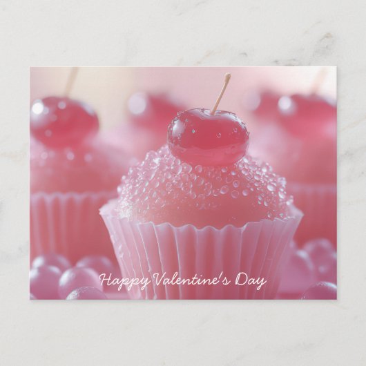 Carte Postale Les Cupcakes roses avec la Saint-Valentin (Devant)